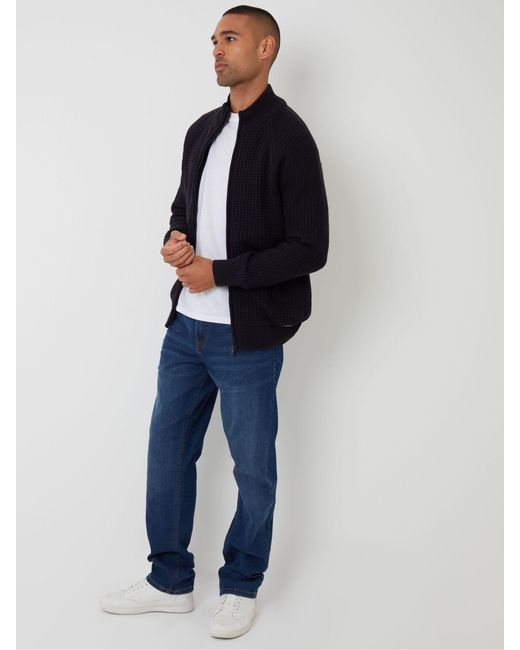 Threadbare Black Zip Up Cardigan With Microfleece Lining for men