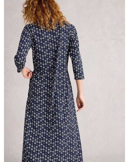 White Stuff Blue Rua Jersey Shirt Dress