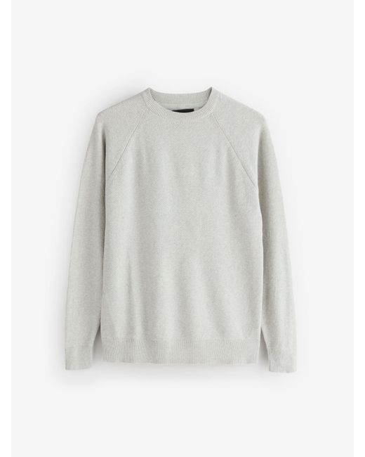 Threadbare White Raglan Knitted Crew Neck Jumper for men