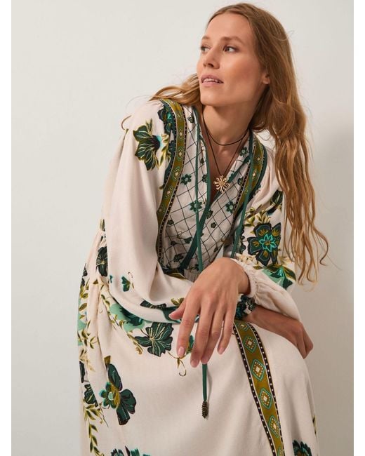 Monsoon Green Zenya Floral Print Midi Dress