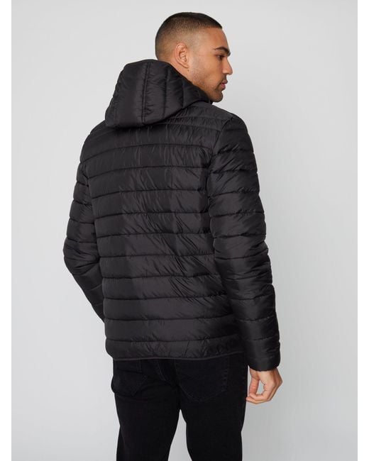 Threadbare Black Matte Finish Padded Hooded Jacket for men
