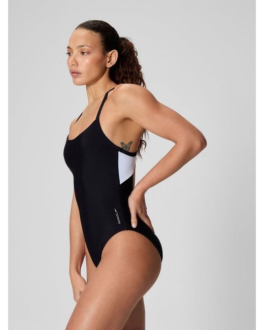 Speedo Blue Solid Racerback One Piece Swimsuit