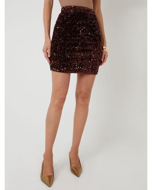 Threadbare Black Sequin Velour Mini Skirt