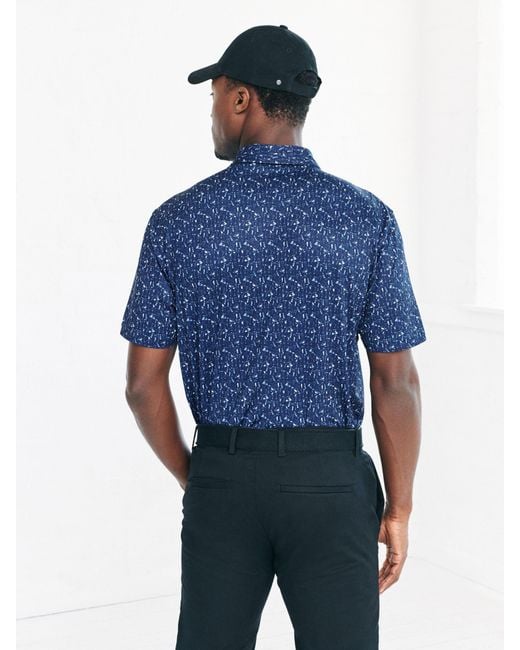 Next Blue Active Geometric Print Golf Polo Shirt for men