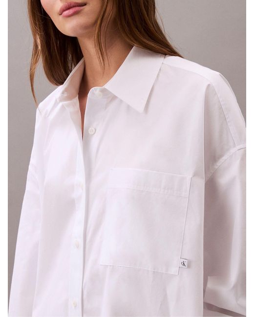Calvin Klein White Oversized Cotton Mini Shirt Dress