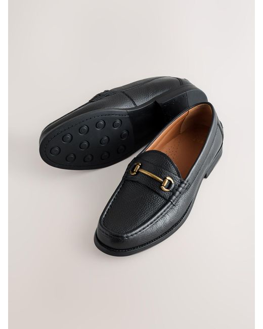Next Black Leather Snaffle Loafers for men
