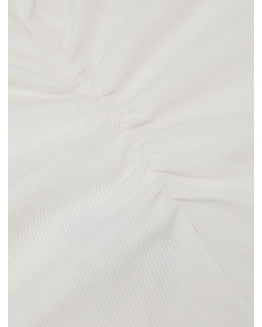 Reiss White Stretch-Cotton Rib Ruched V-Neck Vest