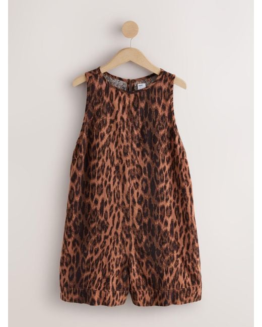 Next Brown Linen Rich Playsuit