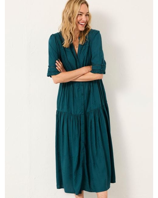 FatFace Blue Fatface Elsie Petite Embroidered Midi Dress