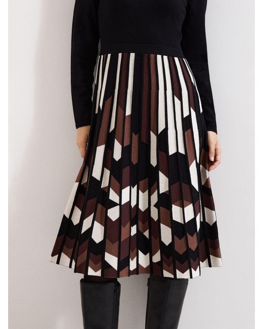 Phase Eight Brown Maci Pleated Dress