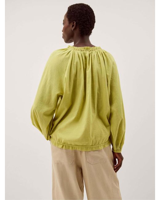 Monsoon Yellow Amber Bubble Hem Long Sleeve Blouse