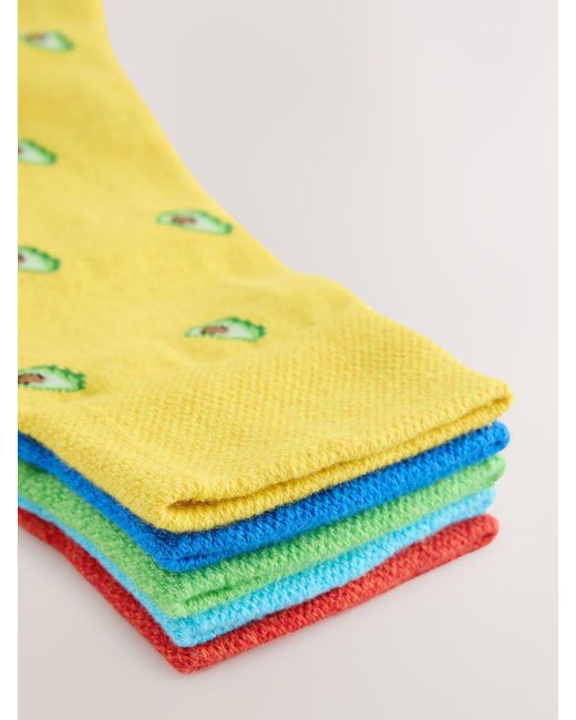 Next Blue Pattern Socks 5 Pack for men