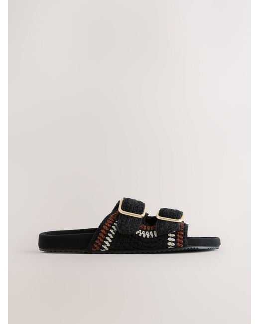 Next Black Crochet Slider Slippers