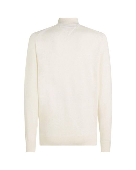 Tommy Hilfiger Pullover Aus Baumwollmischung Mit Viertelreißverschluss Und Kaschmirgroß in White für Herren