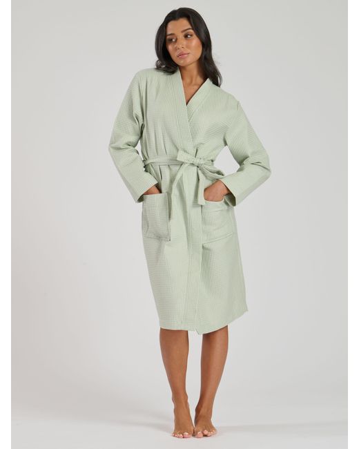 Loungeable Green Herren 100% Baumwolle Waffel Bademantel Für Herren
