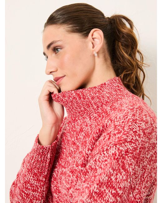 FatFace Red Fatface Casey Twist Knitted High Neck Jumper
