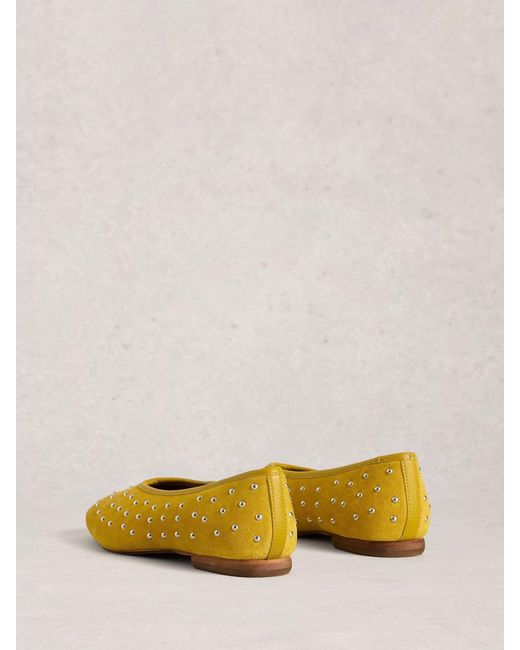 White Stuff Yellow Boho Studded Ballerinas