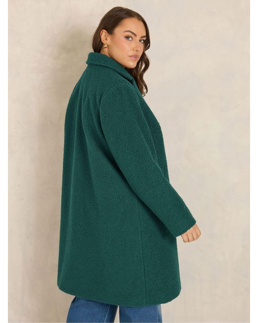 Evans Green Faux Shearling Collared Jacket