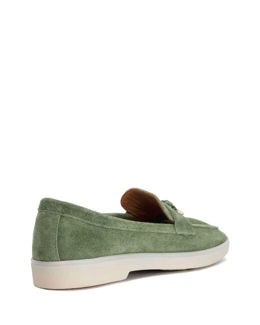 Dune Green Standard Fit Grinning Unlined Suede Loafers