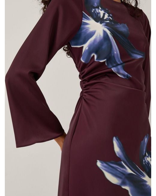 Monsoon Purple Polly Floral Print Midi Dress