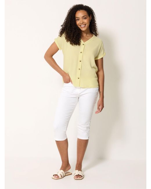 M Com Yellow Short Sleeve Button Through Blouse
