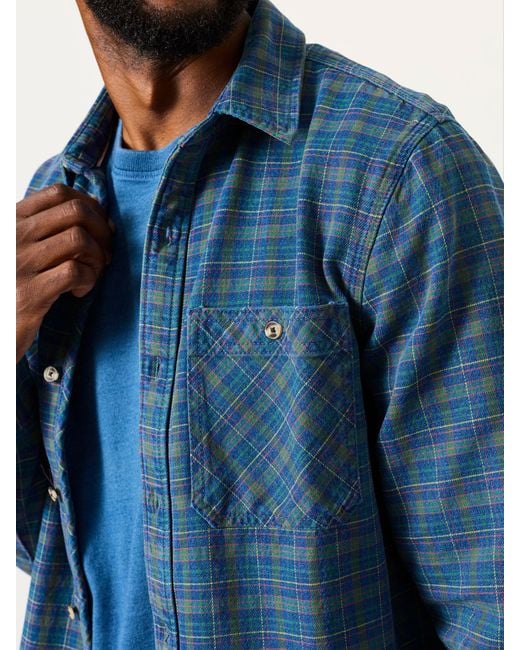 FatFace Blue Long Sleeve Rye Check Shirt for men
