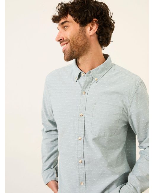 FatFace Gray Fatface Long Sleeve Oxford Dobby Shirt for men