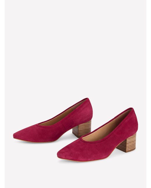Boden Red Suede Block Heel Courts