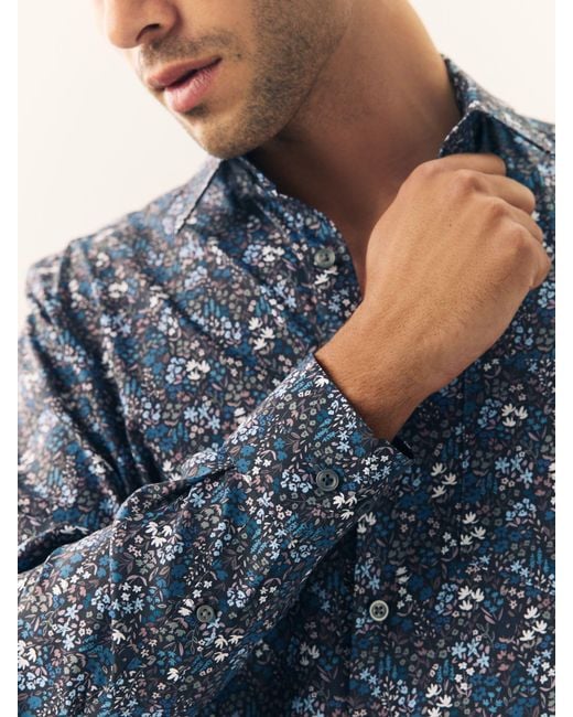 Next Blue Regular Fit Long Sleeve Print Shirt for men