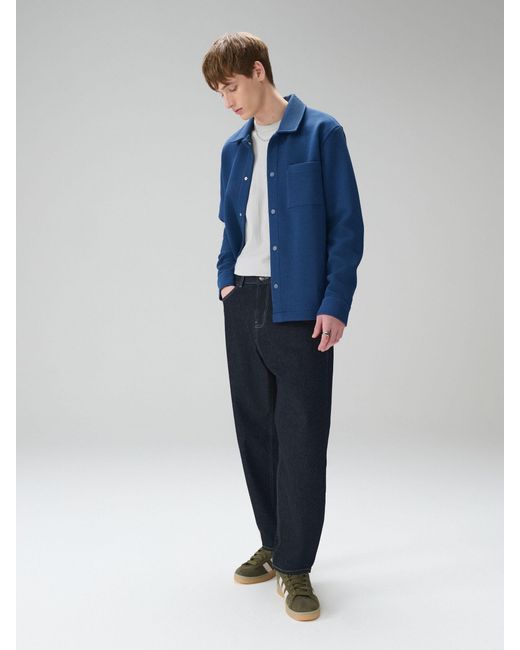 Next Blue Diagonal Texture Jersey Shacket for men