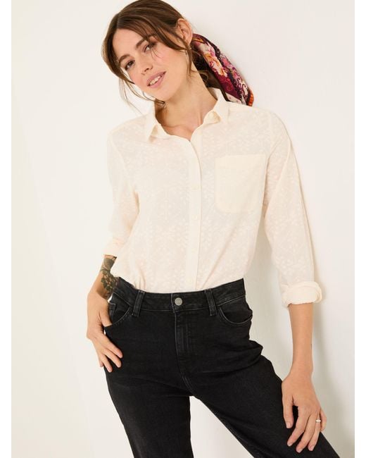 FatFace Natural Fatface Olivia 100% Cotton Long Sleeve Shirt