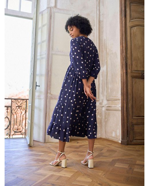 Seraphine Blue Button Through V-Neck Maternity & Nursing Dress