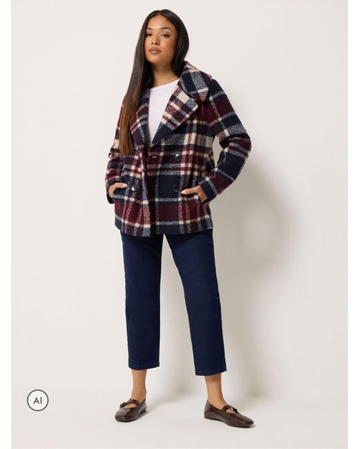 M Com Gray Petite Check Peacoat