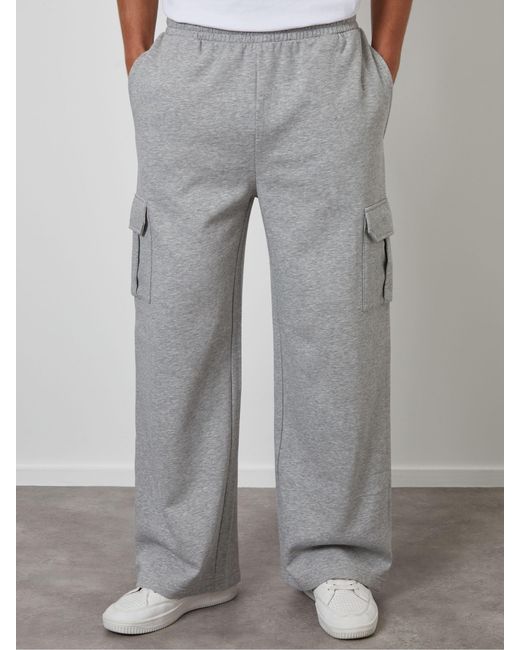 Threadbare Gray Wide Leg Cargo Joggers for men