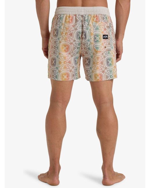 Billabong Natural Vacay Geometric Print Logo Swim Shorts for men