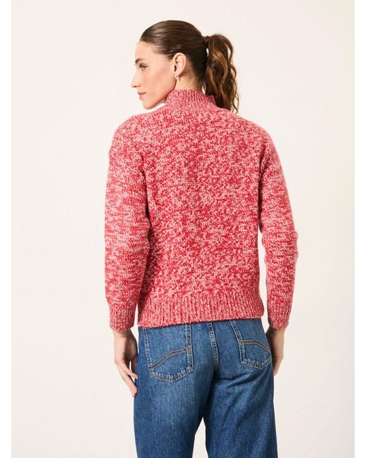 FatFace Red Fatface Casey Twist Knitted High Neck Jumper