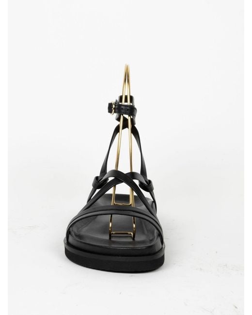 Bobbies Black Salina Flat Sandals
