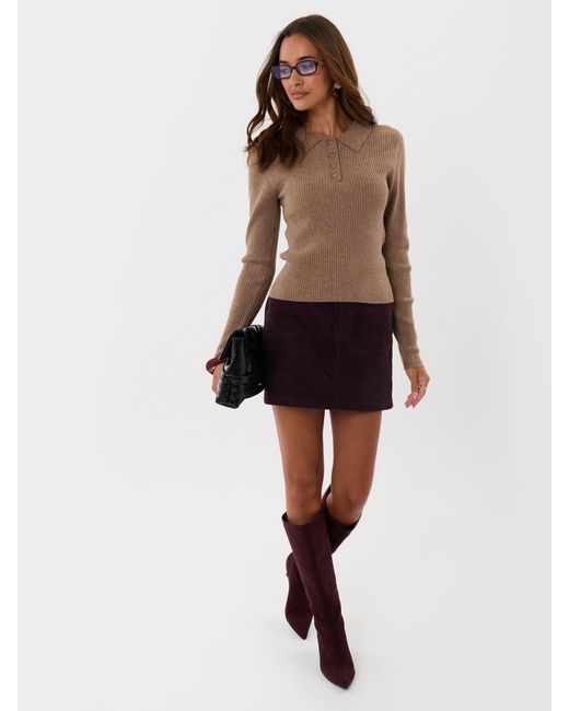 Threadbare Brown Ribbed Polo Neck Jumper