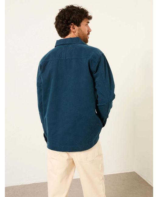 FatFace Blue Fatface Canvas Worker Jacket for men