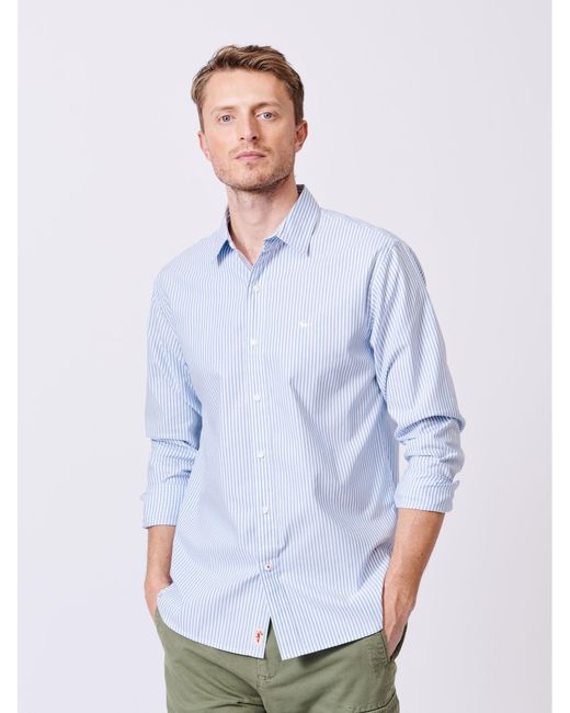 aubi Blue Stripe Chase Poplin 100% Cotton Shirt for men