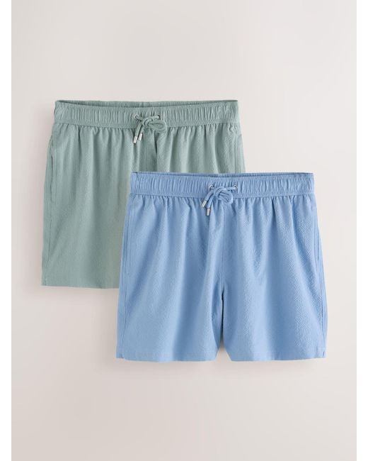 Next Blue Seersucker Swim Shorts for men