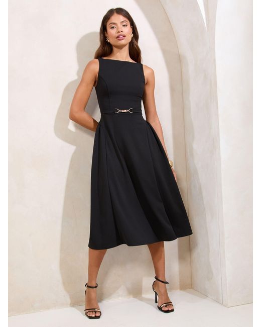 black midi skater dress Black Colorado Skater Midi Dress