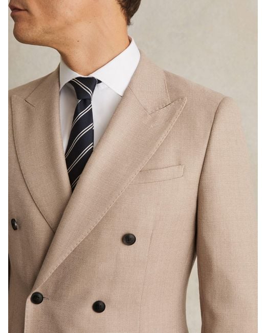 Reiss Natural Slim-Fit Wool-Blend Double-Breasted Suit Blazer for men