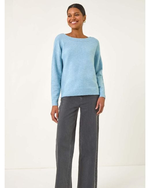 Roman Blue Ribbon Bow Tie Back Jumper