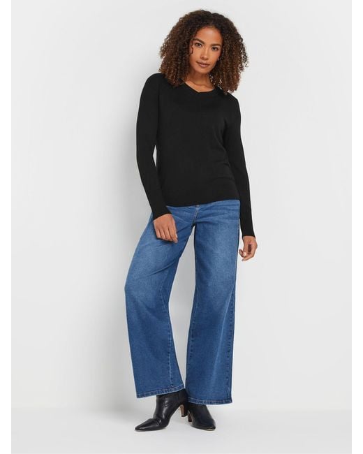 M Com Black V-Neck Jumper