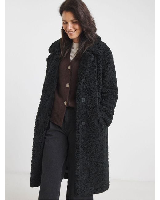 JD Williams Blue Button Front Teddy Borg Coat