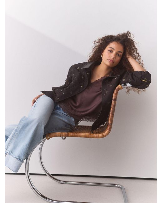 Next Brown Chocolate Ditsy Bomber Jacket