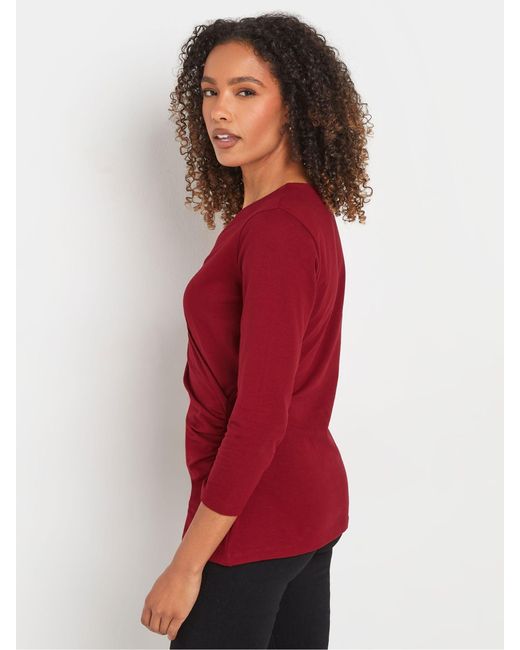 M Com Red 3/4 Sleeve Wrap Top38