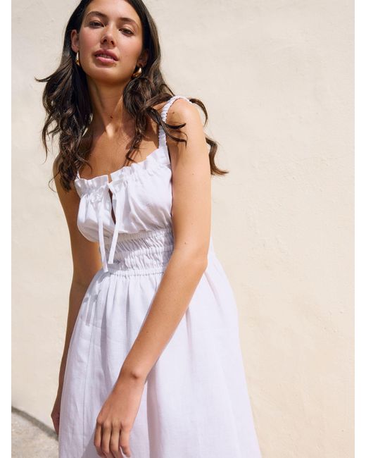 Next White Midikleid, 100 Leinen54
