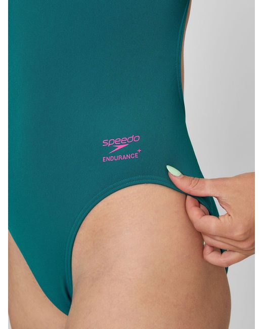 Speedo Green Solid Powerback Swimsuit